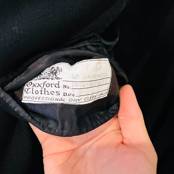 OXXFORD CLOTHES Barrington Topcoat Men’s 40 Wool Herringbone Navy Vintage - Picture 11 of 16